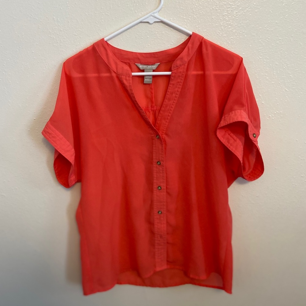 Banana Republic Sheer Orange Blouse